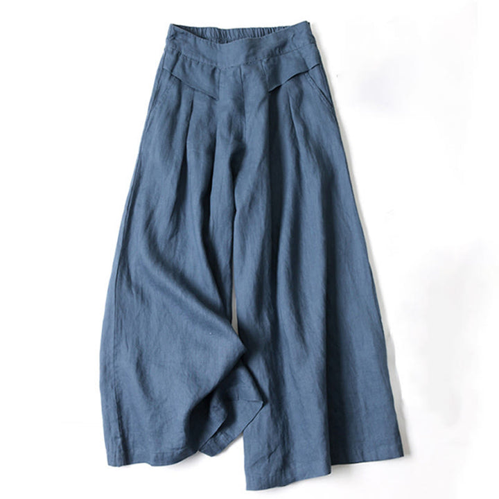 Women's Pleated Wide Leg Trousers - Summer Casual