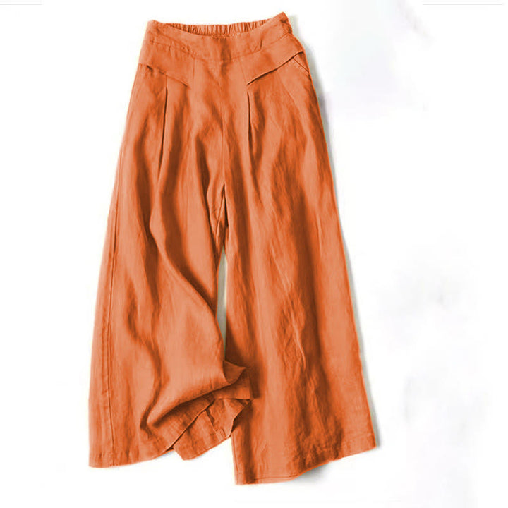 Women's Pleated Wide Leg Trousers - Summer Casual