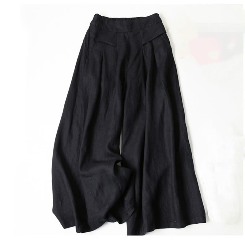 Women's Pleated Wide Leg Trousers - Summer Casual