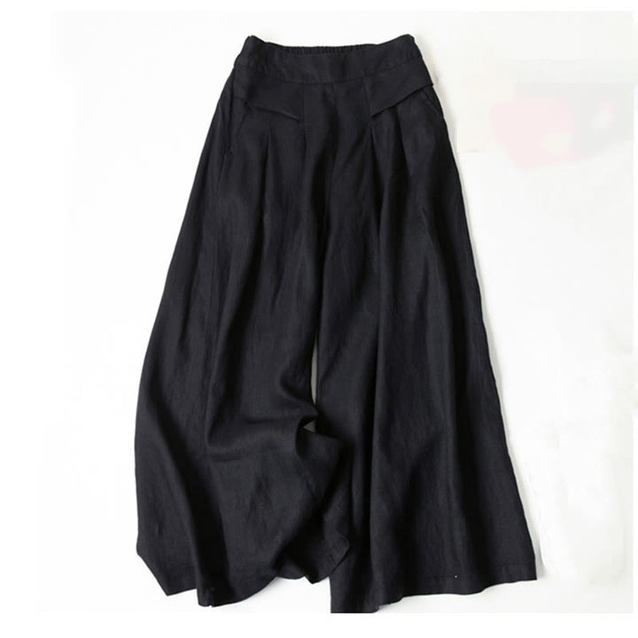 Women's Pleated Wide Leg Trousers - Summer Casual