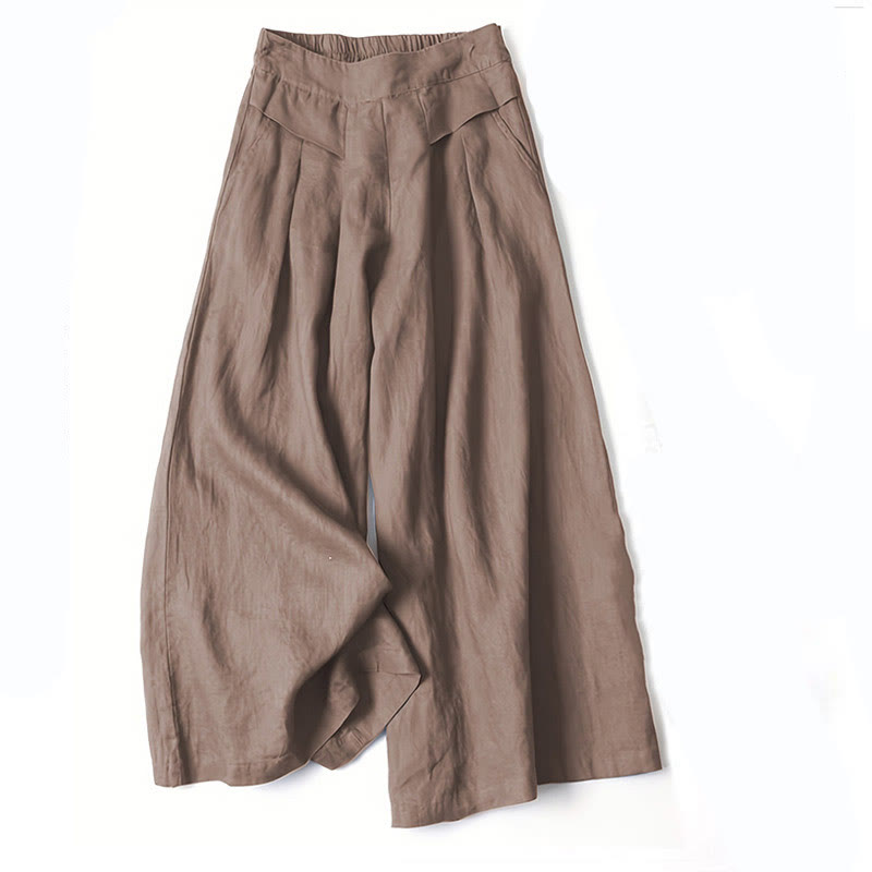 Women's Pleated Wide Leg Trousers - Summer Casual