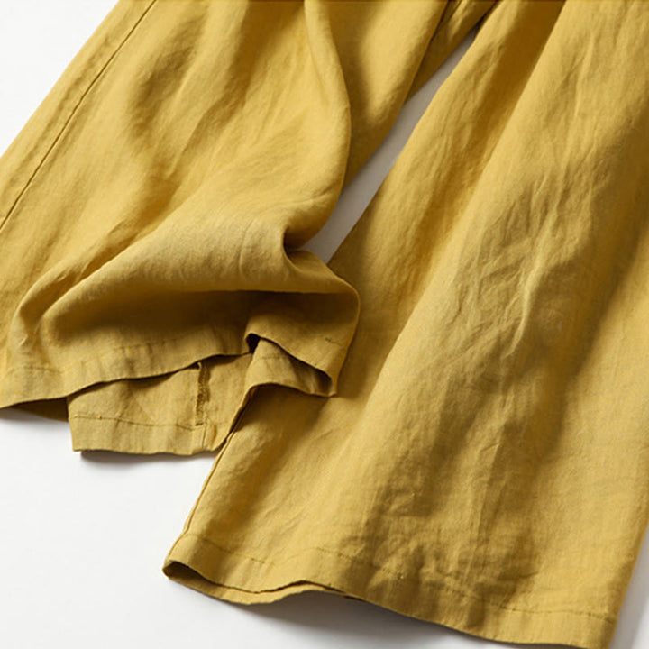 Women's Pleated Wide Leg Trousers - Summer Casual