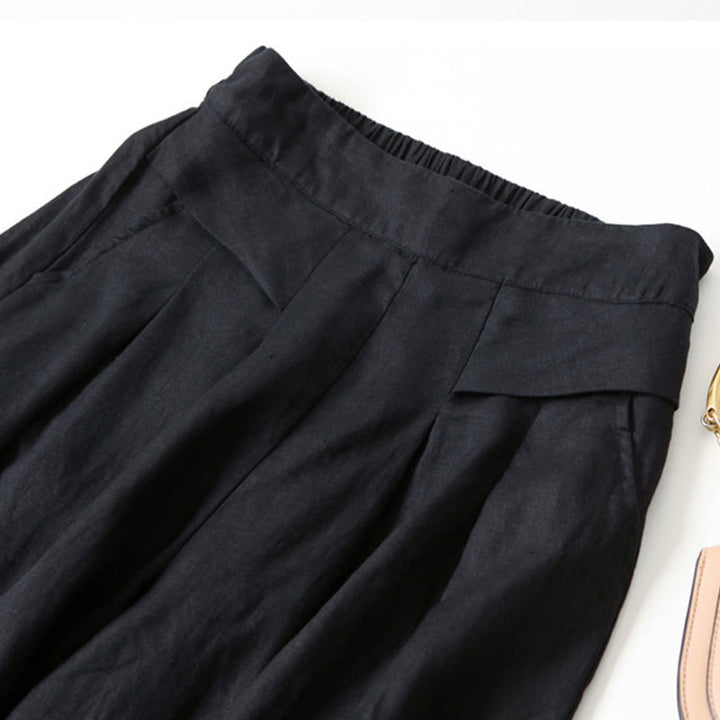 Women's Pleated Wide Leg Trousers - Summer Casual