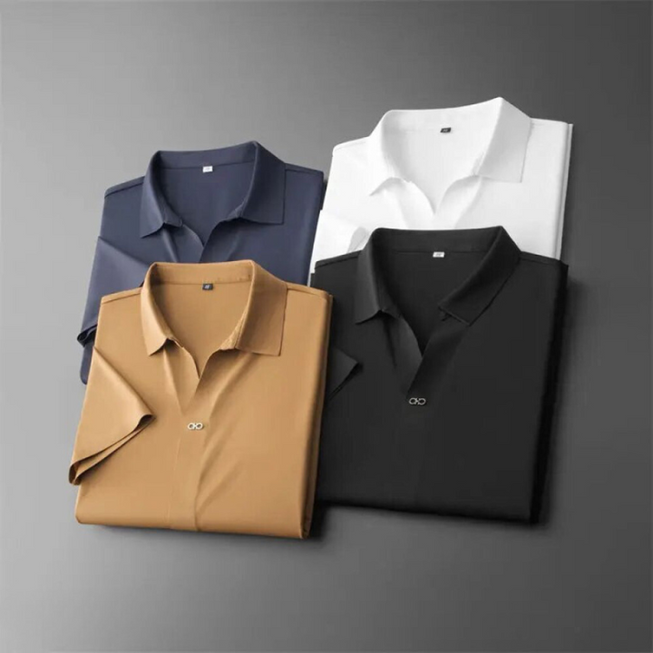 Men's Two-Piece Knit Polo Shirt and Ankle-Length Pants Set - Casual