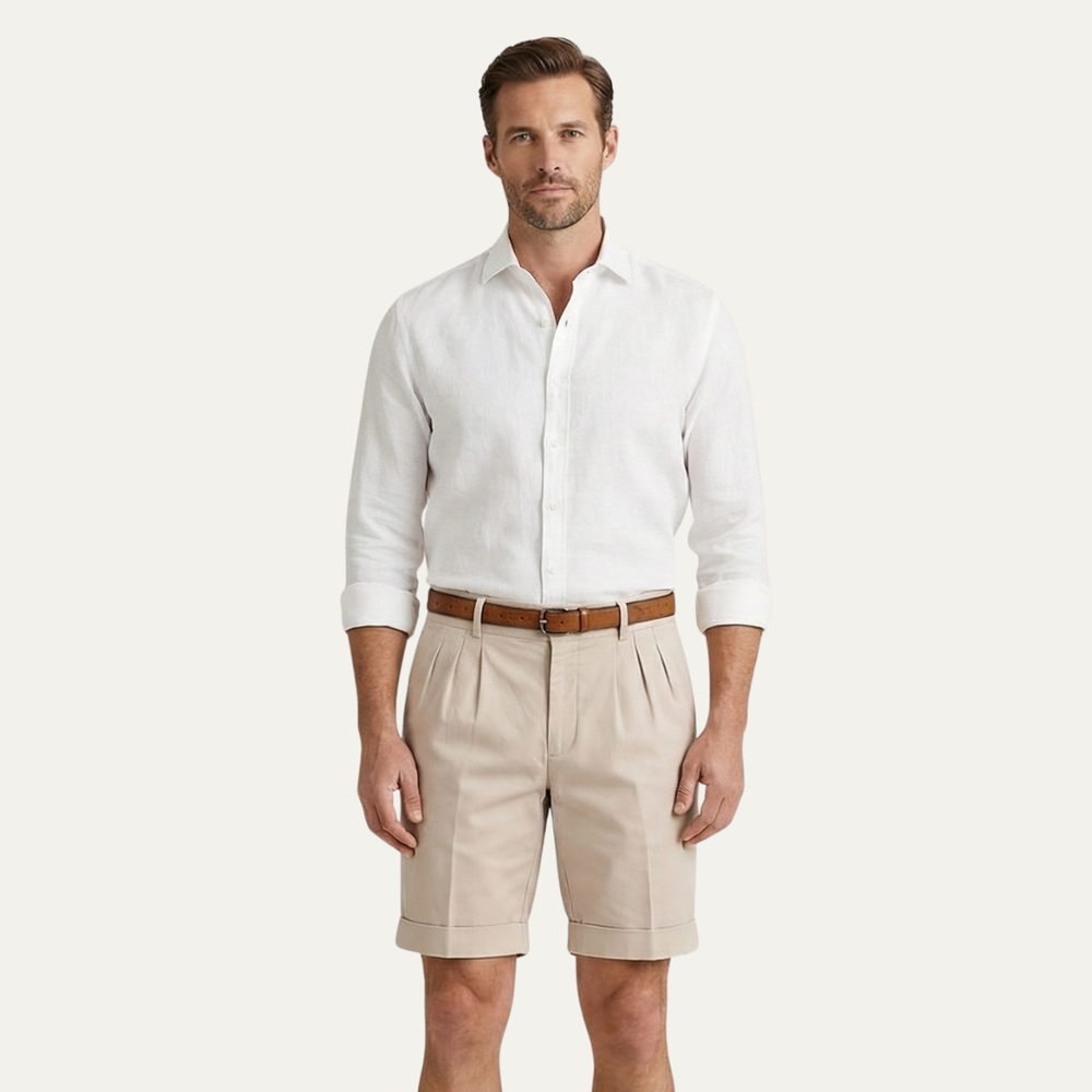 Men's Chino Shorts - Double Pleat - Summer Casual