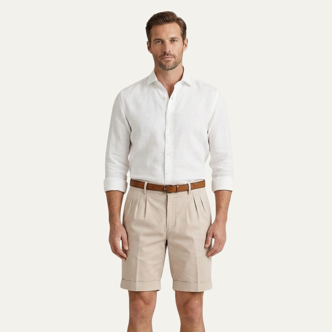 Men's Chino Shorts - Double Pleat - Summer Casual
