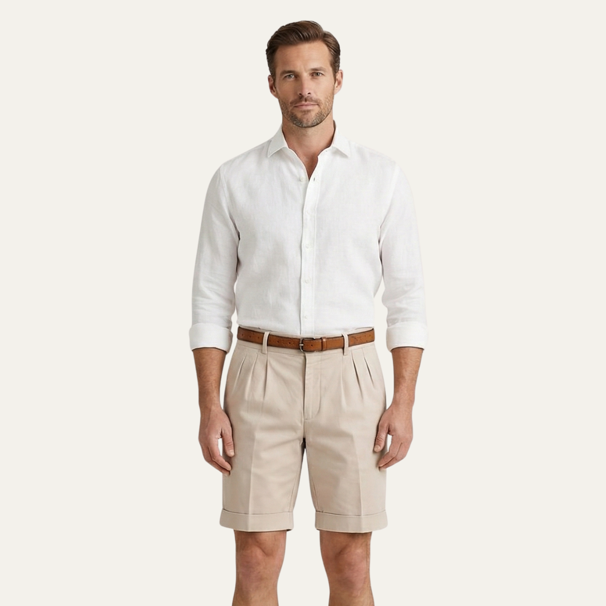 Men's Chino Shorts - Double Pleat - Summer Casual