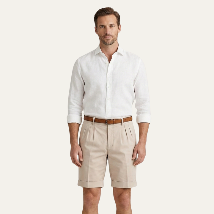 Men's Chino Shorts - Double Pleat - Summer Casual
