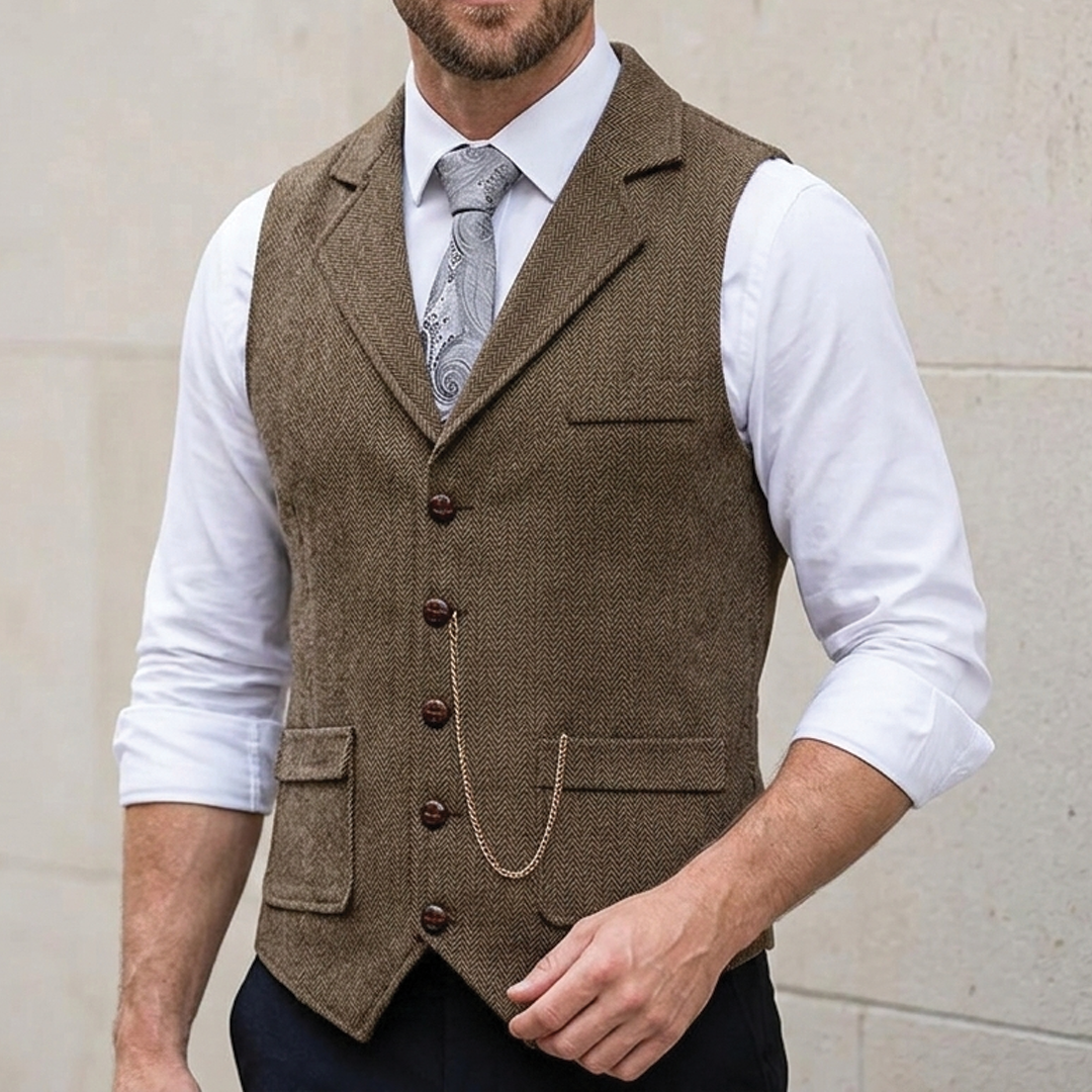 Men's Retro Tailored Cotton Waistcoat