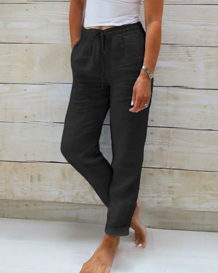 Evelien | Women's Elastic Linen Pants, Casual
