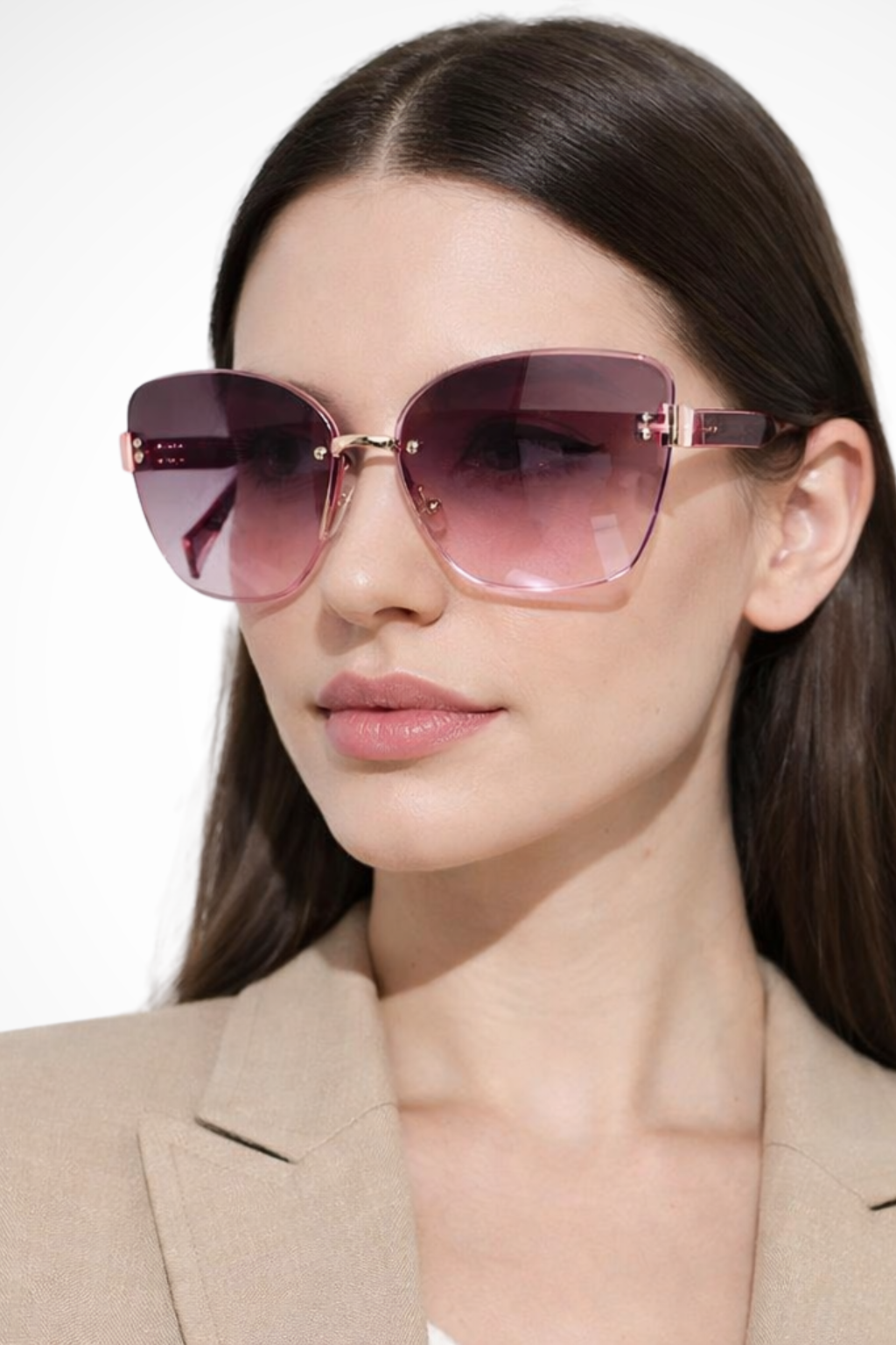 Women's Rimless Cat Eye Gradient Sunglasses - Summer Accessory