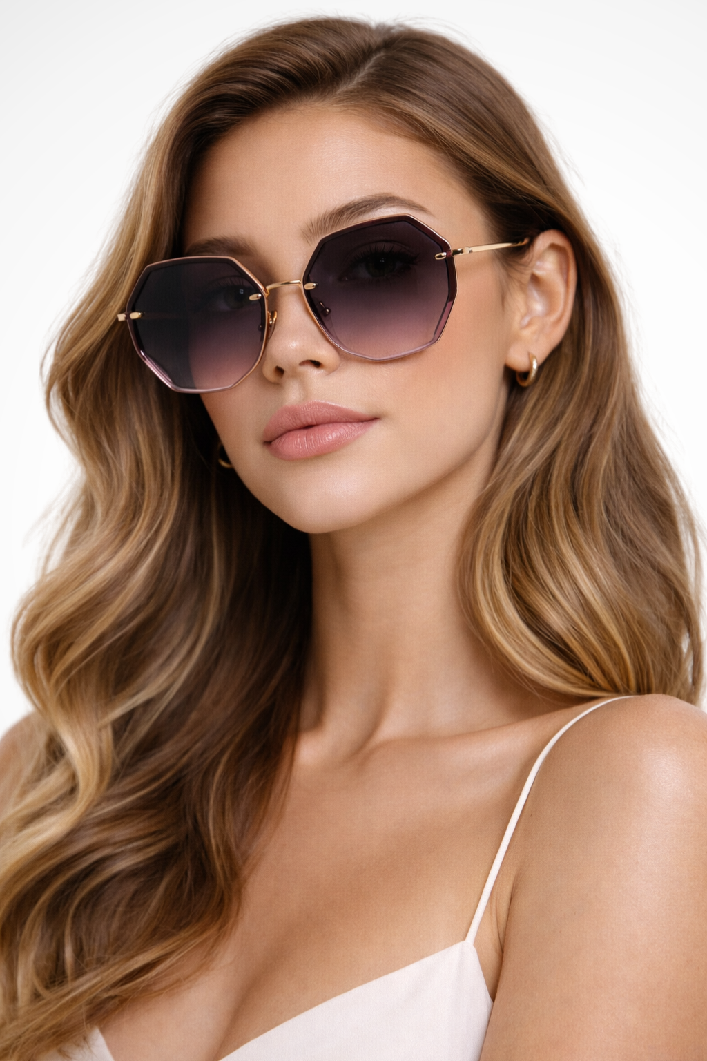 Women's Oversized Gradient Rimless Sunglasses - Summer Accessory