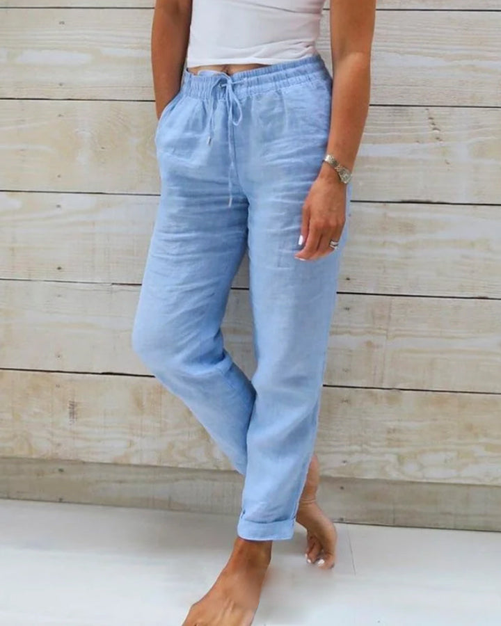 Evelien | Women's Elastic Linen Pants, Casual