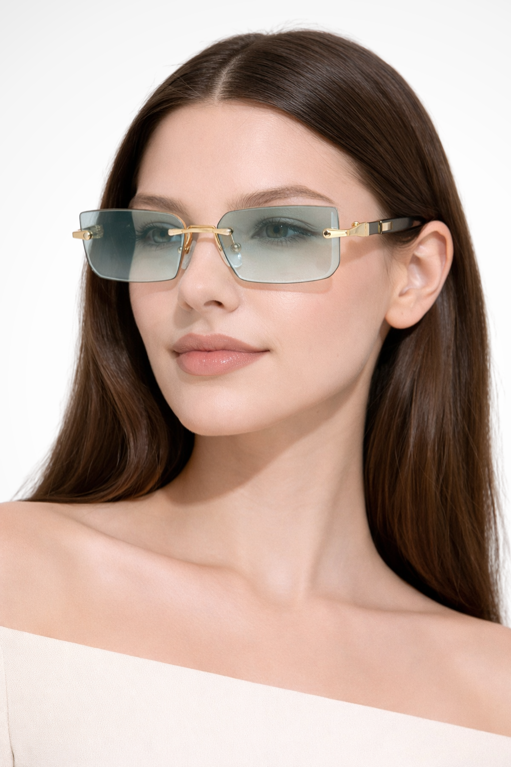 Women's Rimless Rectangle Sunglasses - Summer Casual Wear