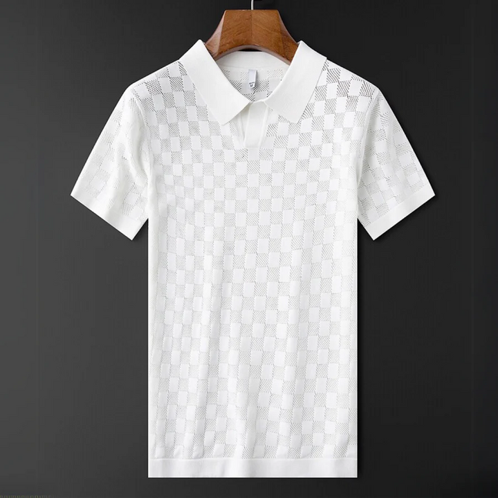 Men's Checkered Knit Polo Shirt - Regular Fit Casual Wear