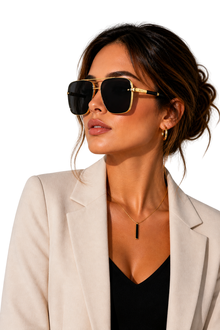 Men's Retro Gold Frame Aviator Sunglasses - UV400 Gradient Lens