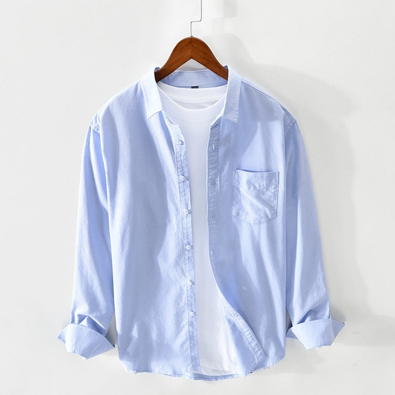 Men's Casual Breathable Cotton Oxford Shirt - Summer Outing