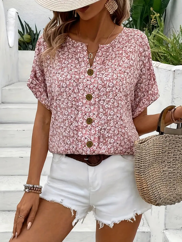 Emily | Women's Floral Button-Up Blouse, Casual Summer