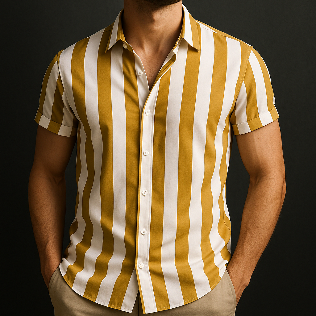 Men's Casual Cotton Short Sleeve Shirt - Summer Beach