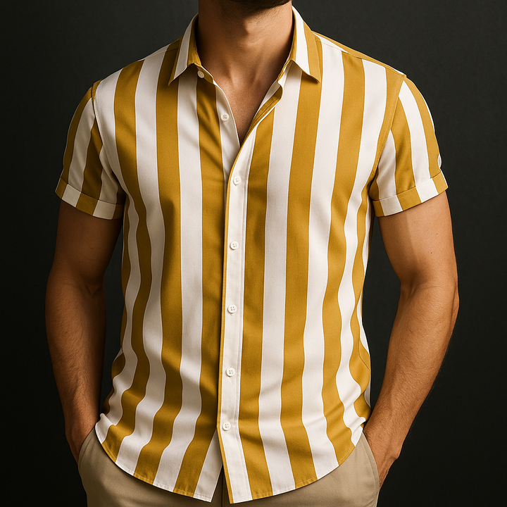 Men's Casual Cotton Short Sleeve Shirt - Summer Beach