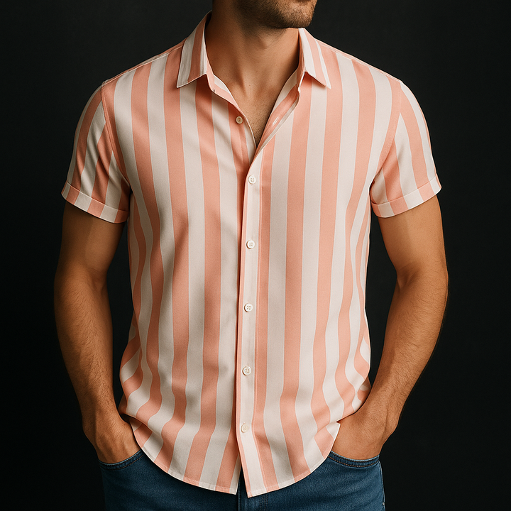 Men's Casual Cotton Short Sleeve Shirt - Summer Beach