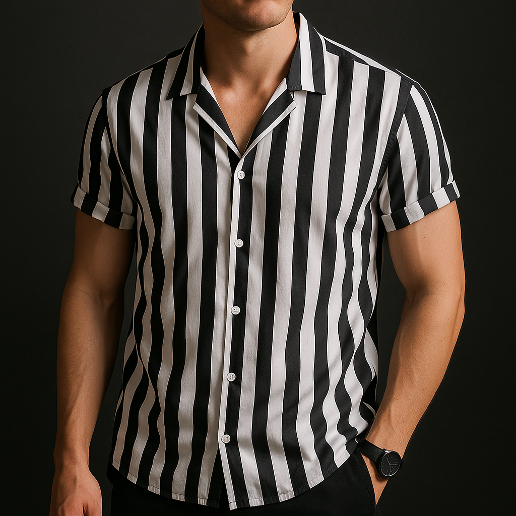 Men's Casual Cotton Short Sleeve Shirt - Summer Beach