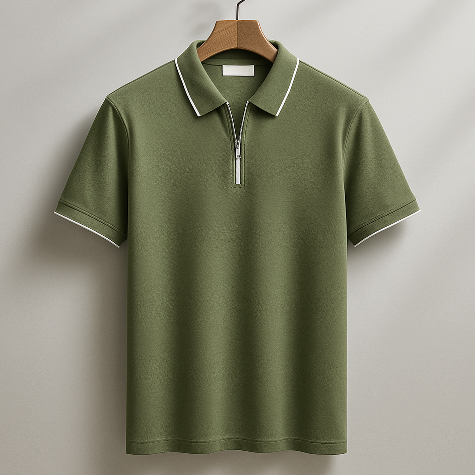 Men's Solid Knit Polo Shirt - Casual Relaxed Fit