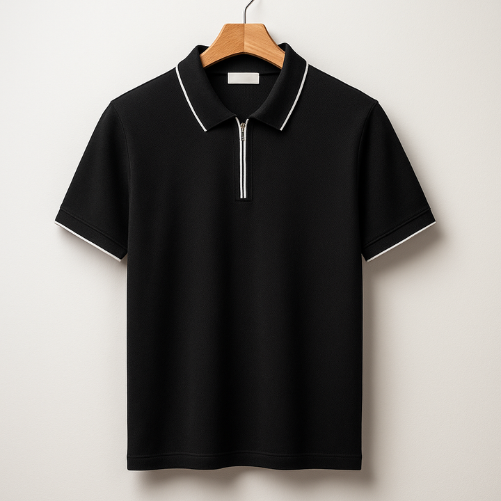 Men's Solid Knit Polo Shirt - Casual Relaxed Fit