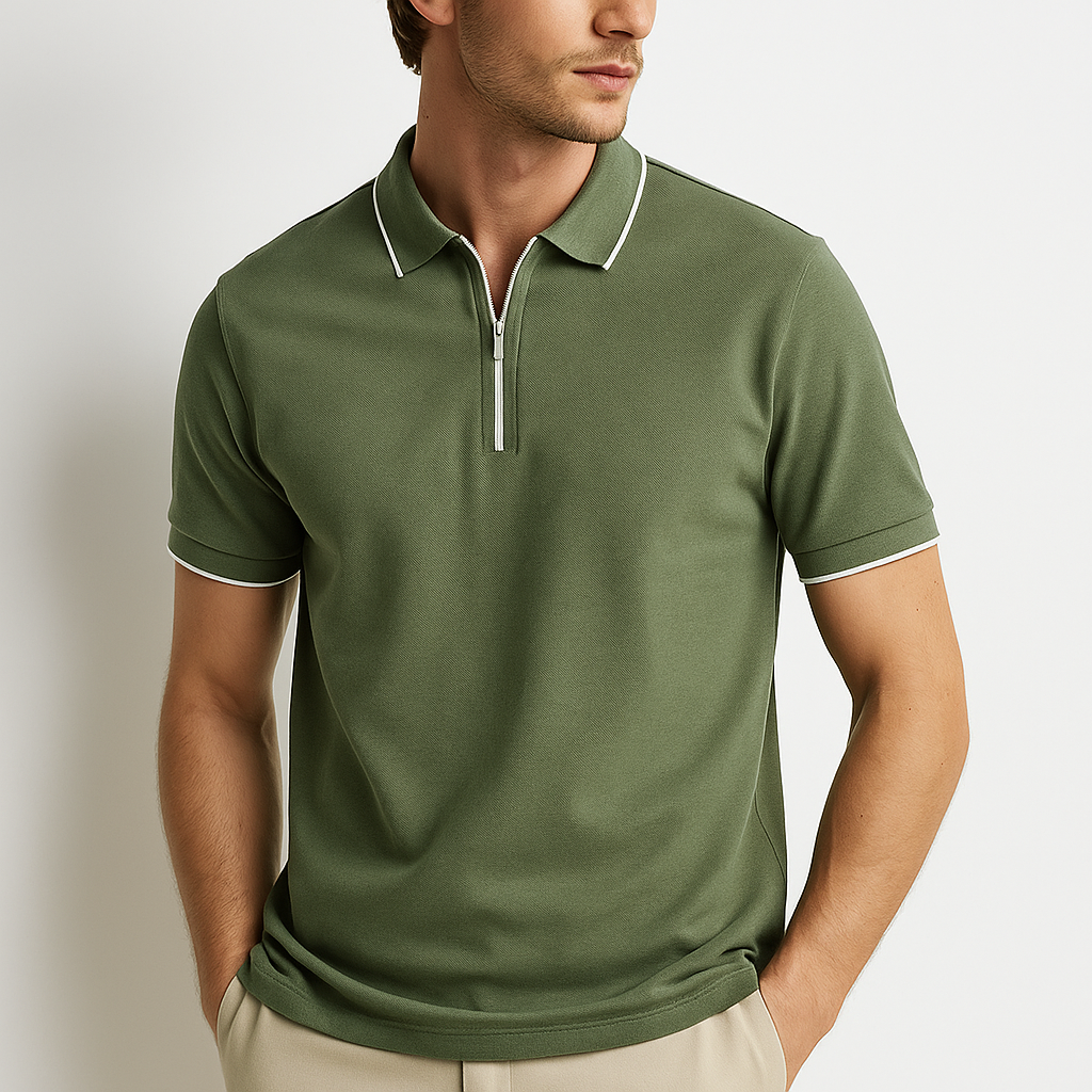 Men's Solid Knit Polo Shirt - Casual Relaxed Fit