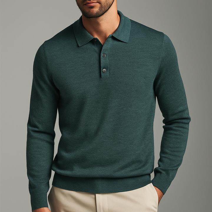 Men's Wool Polo Shirt - Classic Fit Casual Wear