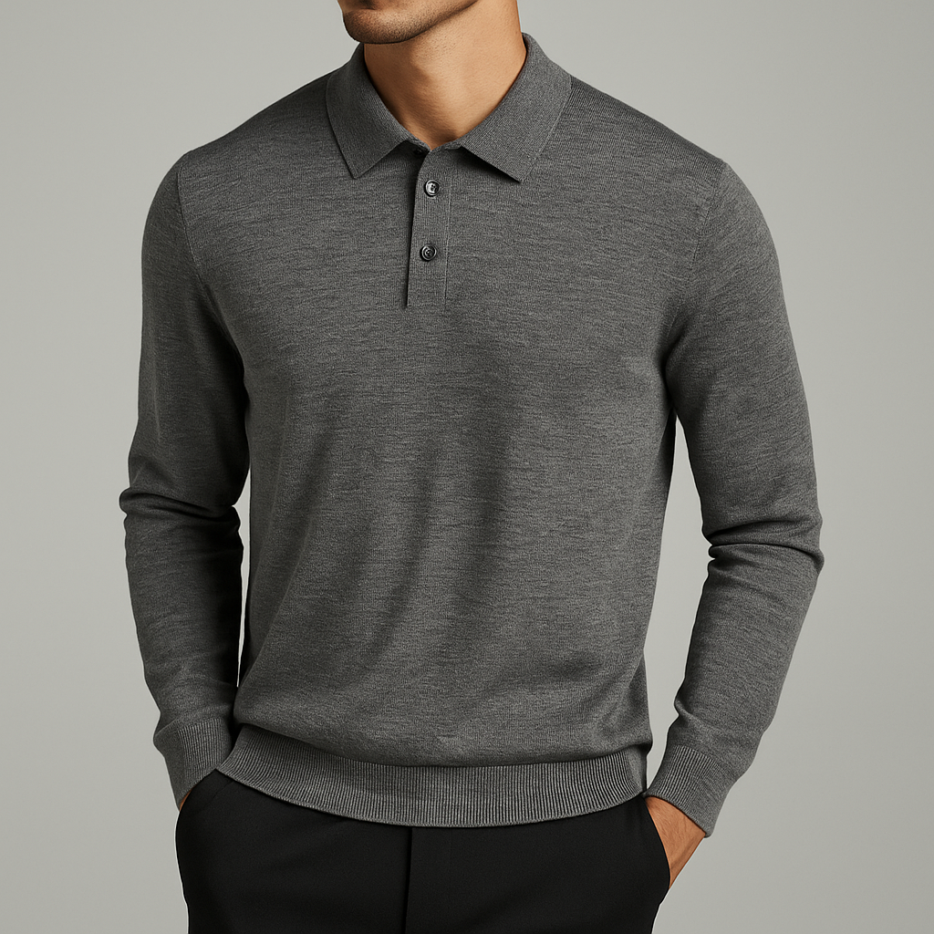 Men's Wool Polo Shirt - Classic Fit Casual Wear