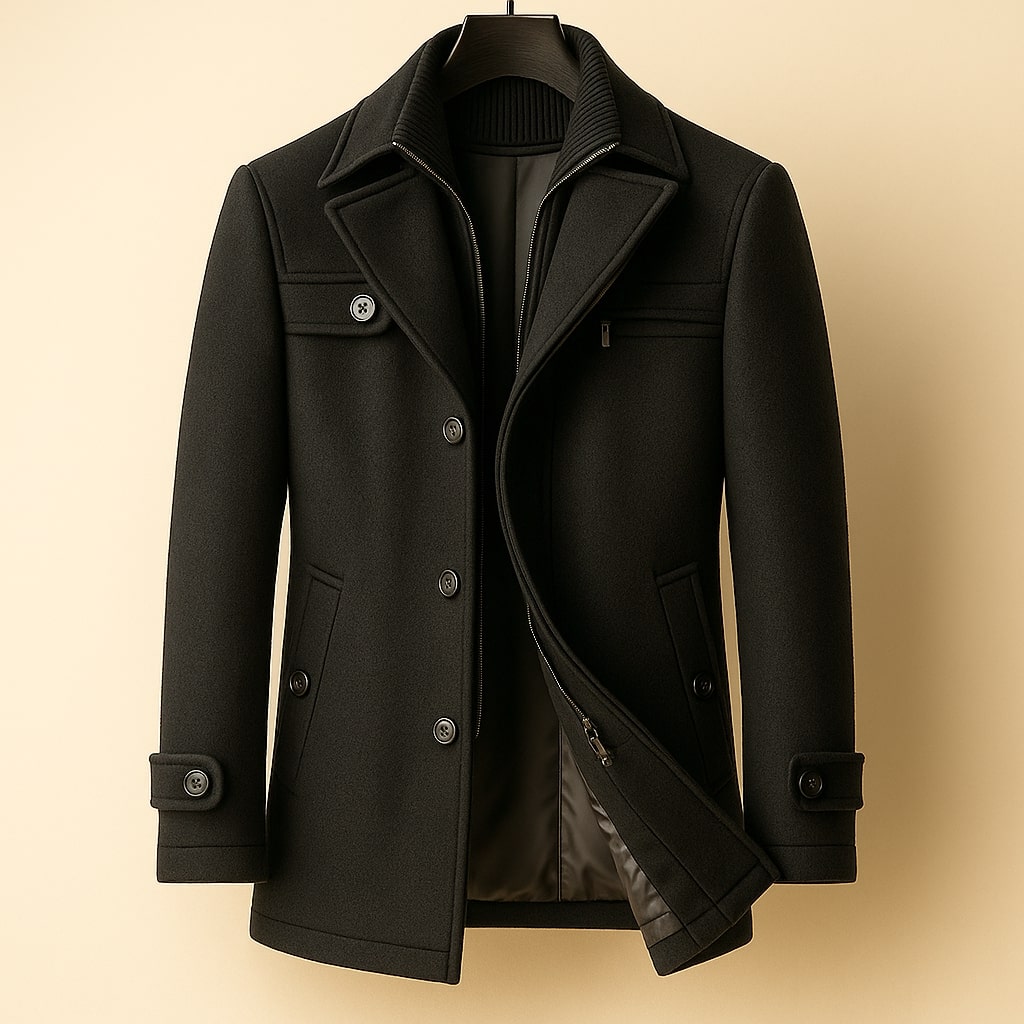 Men's Tailored Layered Wool Overcoat