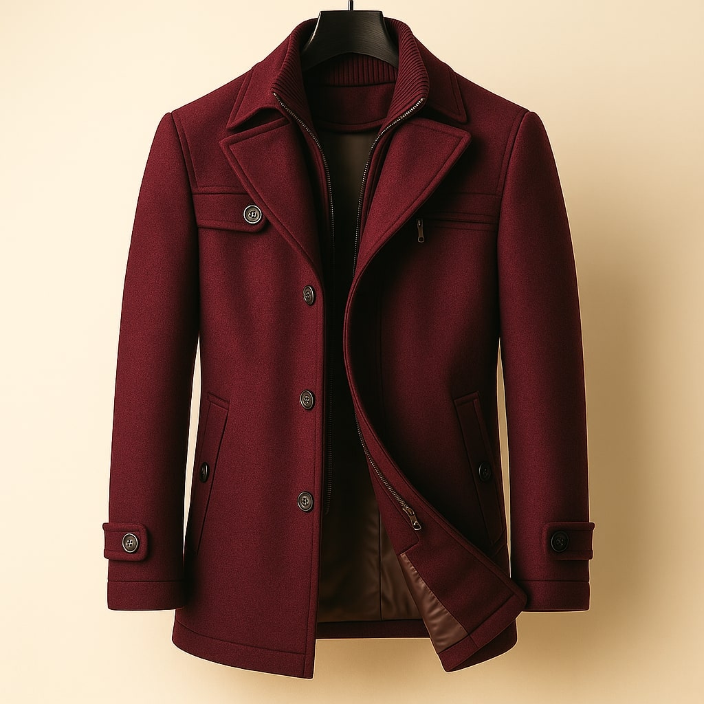 Men's Tailored Layered Wool Overcoat