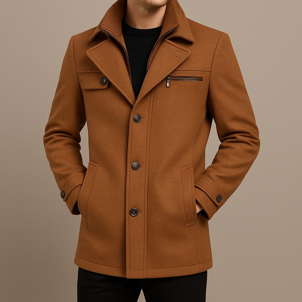 Men's Tailored Layered Wool Overcoat