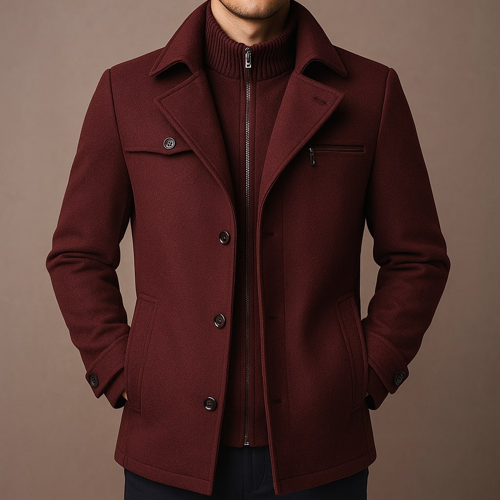 Men's Tailored Layered Wool Overcoat