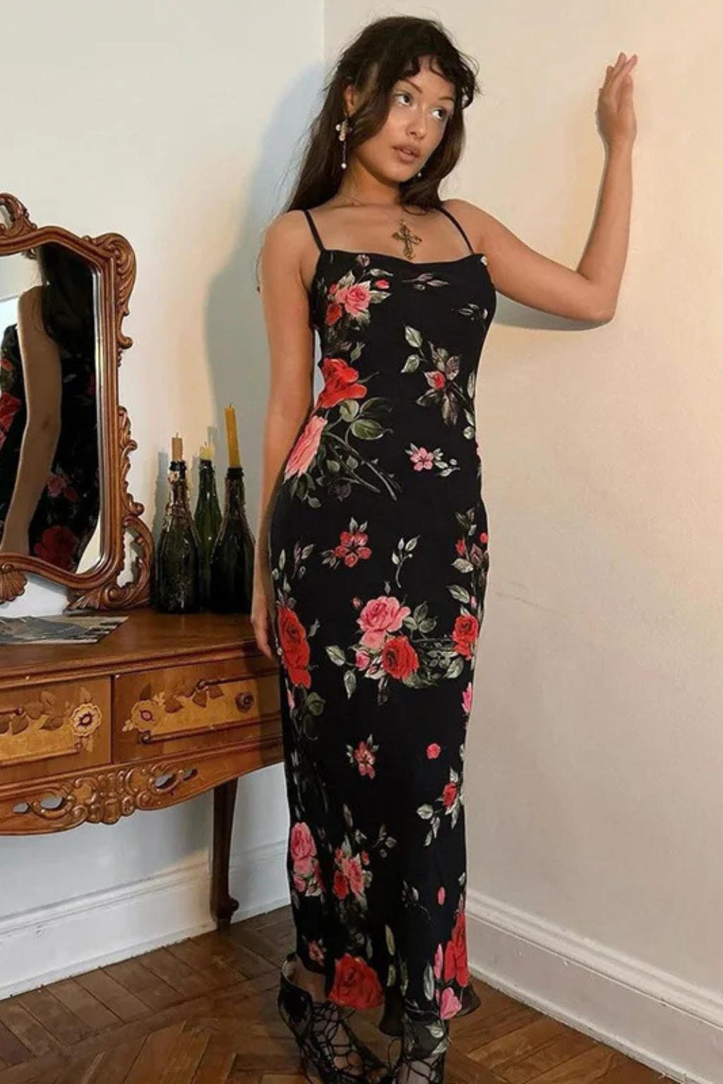 Women's Floral Chiffon Maxi Dress - Summer Wedding Guest