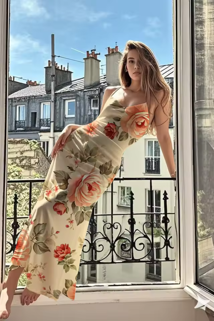 Women's Floral Chiffon Maxi Dress - Summer Wedding Guest