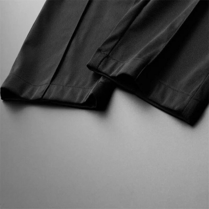 Men's Two-Piece Knit Polo Shirt and Ankle-Length Pants Set - Casual