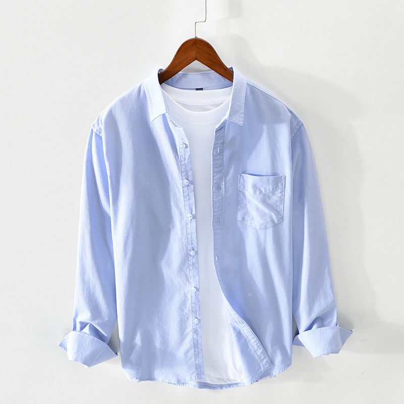 Men's Casual Breathable Cotton Oxford Shirt - Summer Outing