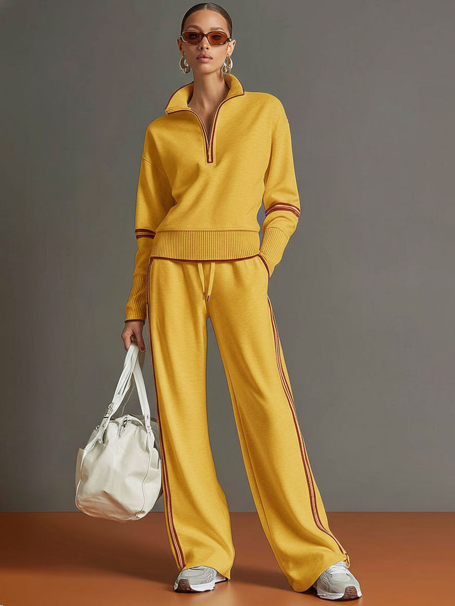 Sarah | Women's Half-Zip Blouse, Retro Sporty Style