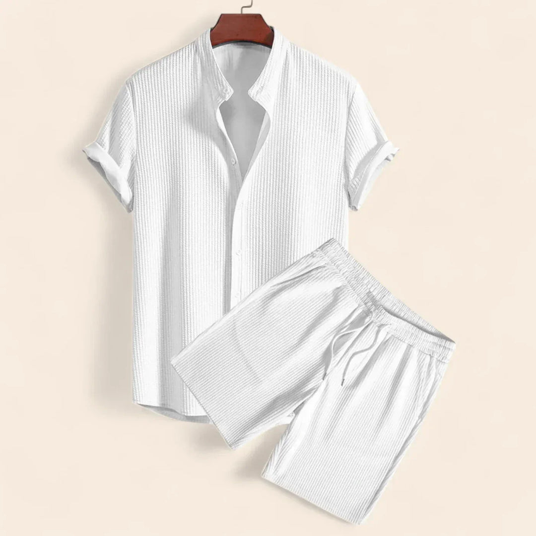 Men's Relaxed Fit Linen Top and Trousers Set - Casual