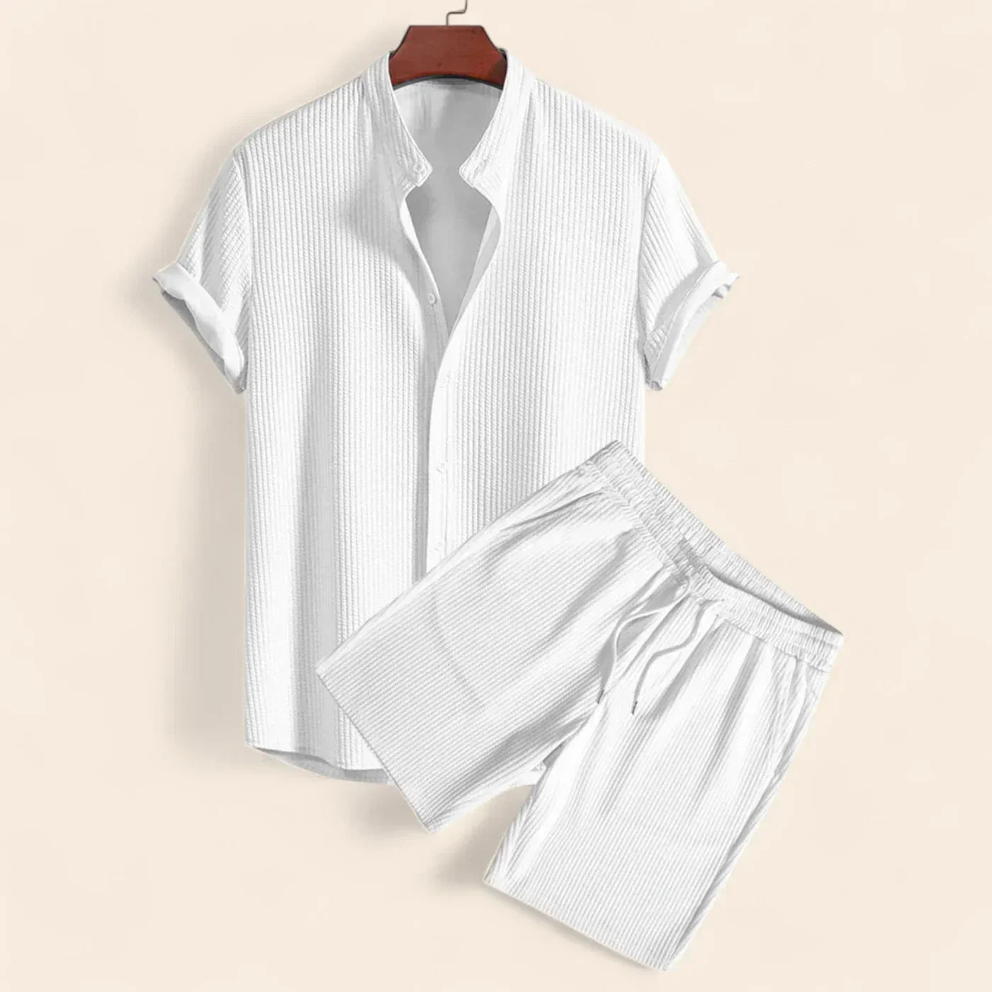 Men's Relaxed Fit Linen Top and Trousers Set - Casual