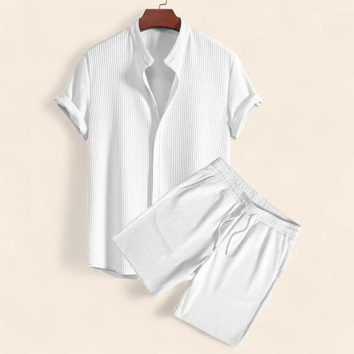 Men's Relaxed Fit Linen Top and Trousers Set - Casual