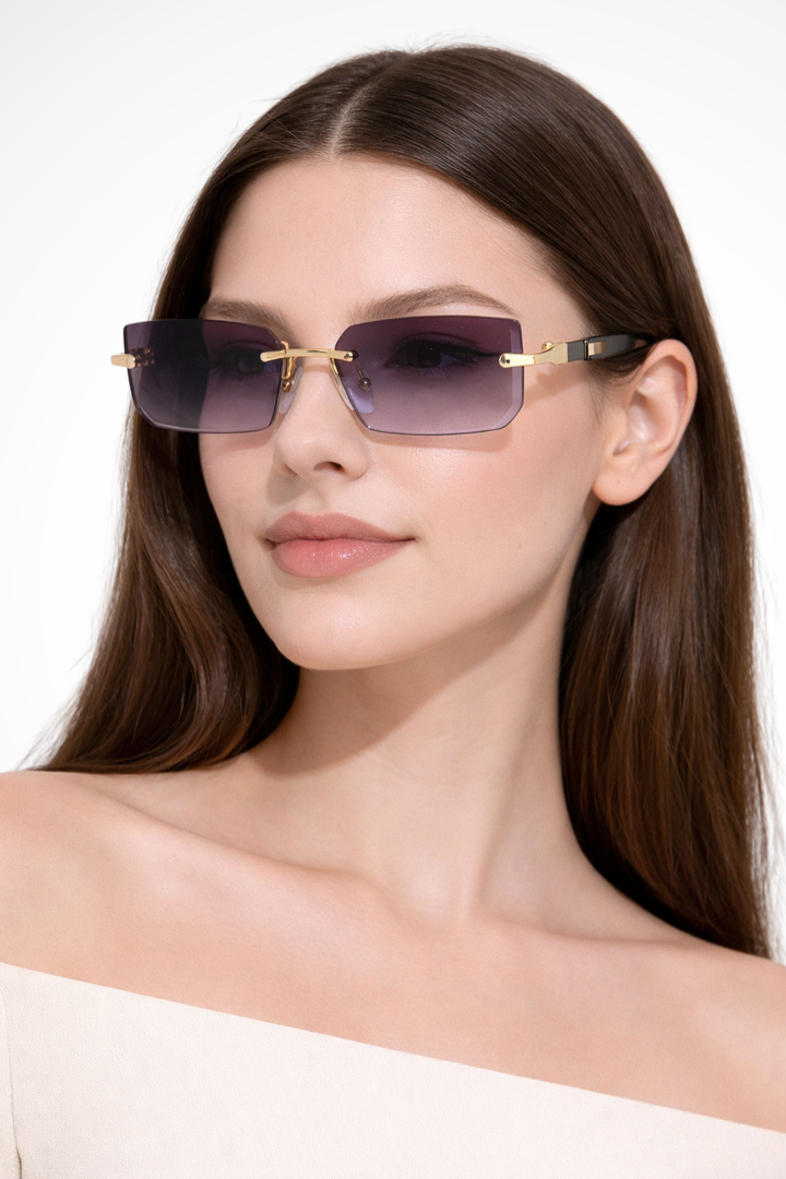 Women's Rimless Rectangle Sunglasses - Summer Casual Wear