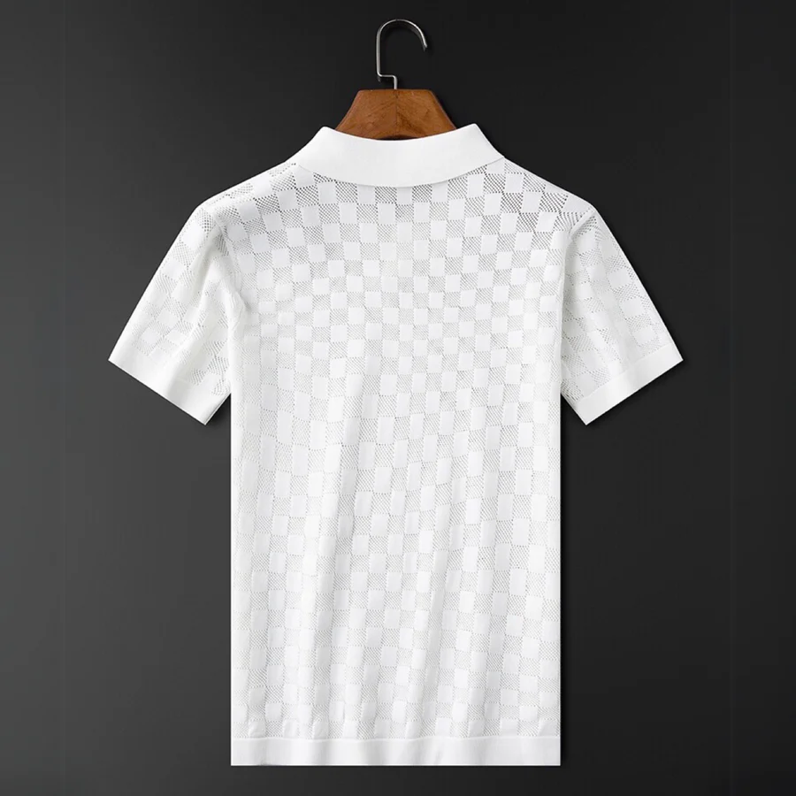 Men's Checkered Knit Polo Shirt - Regular Fit Casual Wear