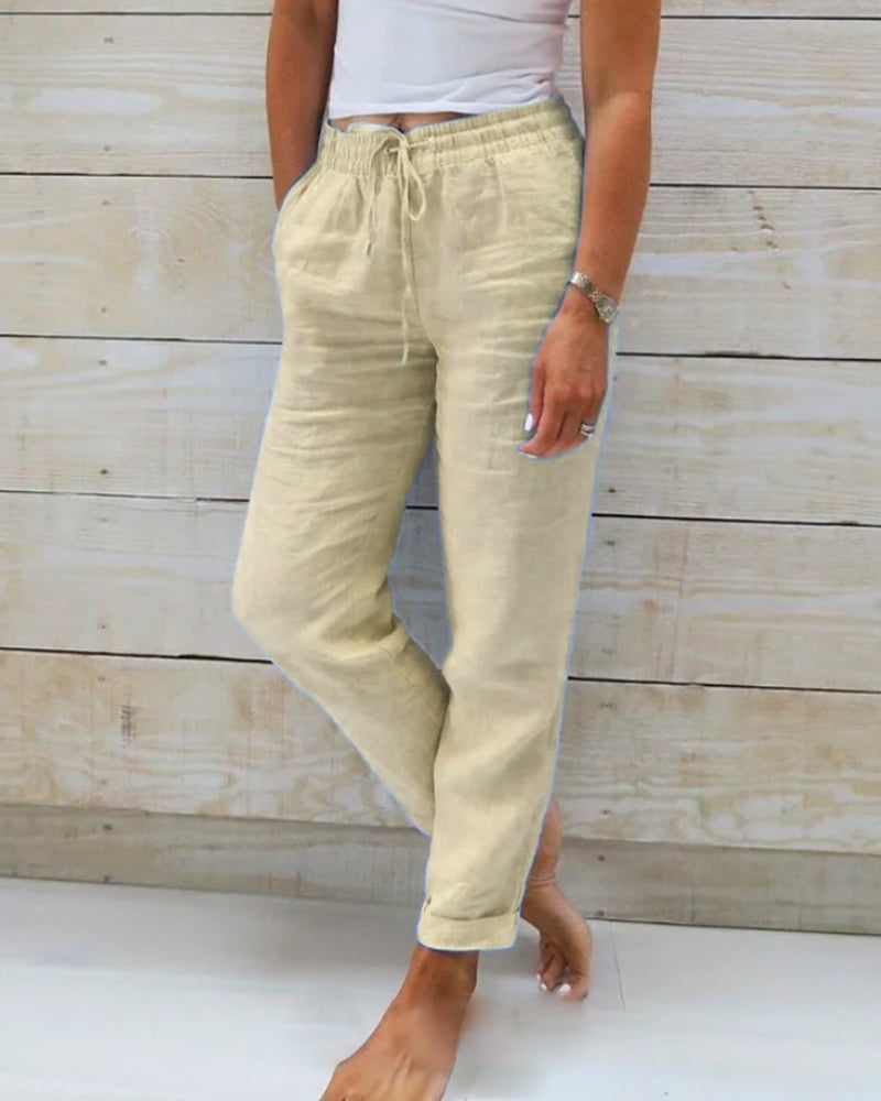 Evelien | Women's Elastic Linen Pants, Casual