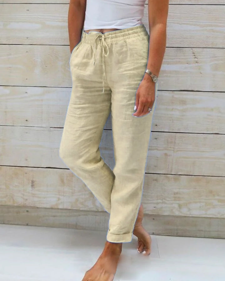 Evelien | Women's Elastic Linen Pants, Casual