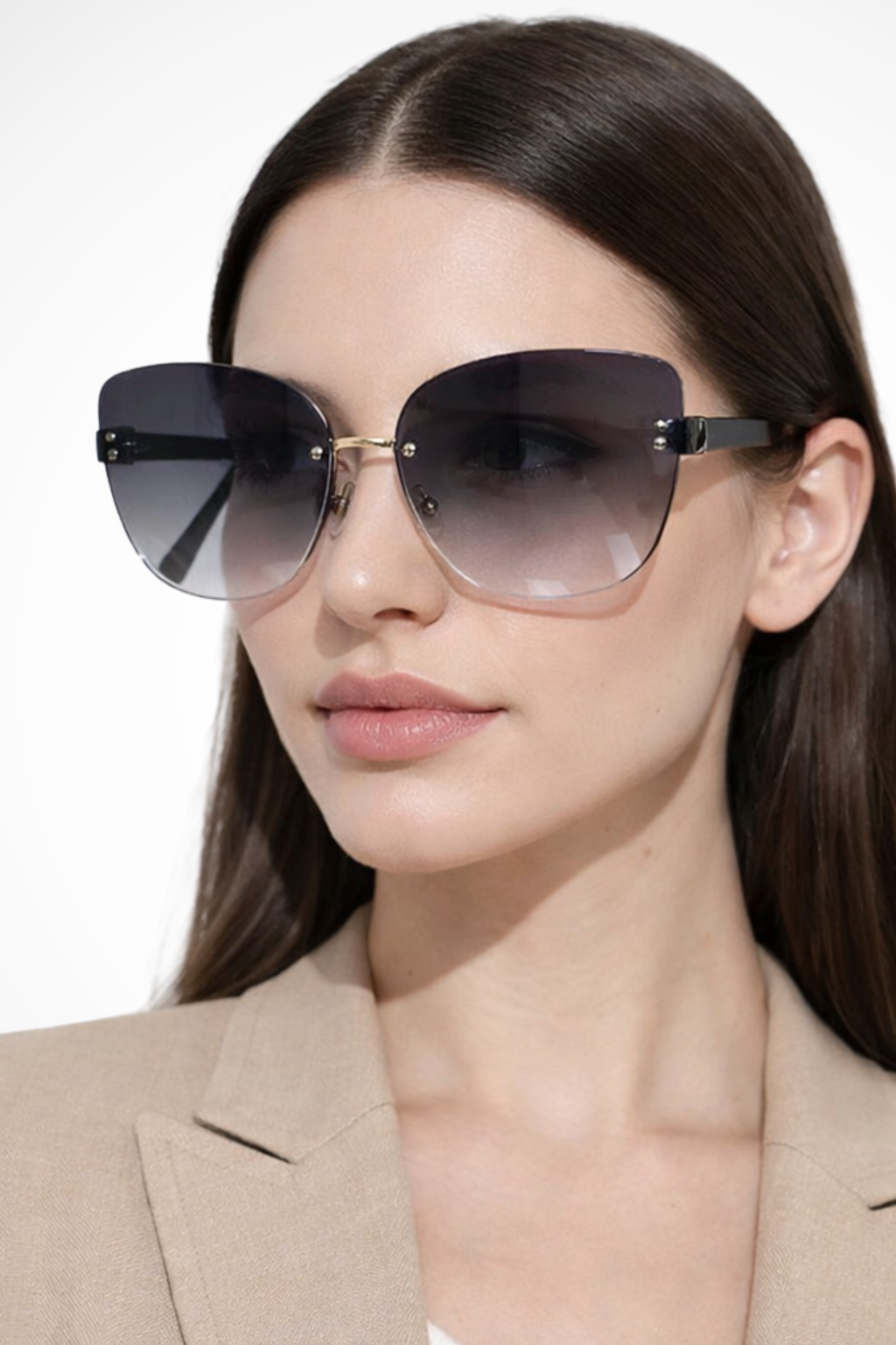 Women's Rimless Cat Eye Gradient Sunglasses - Summer Accessory