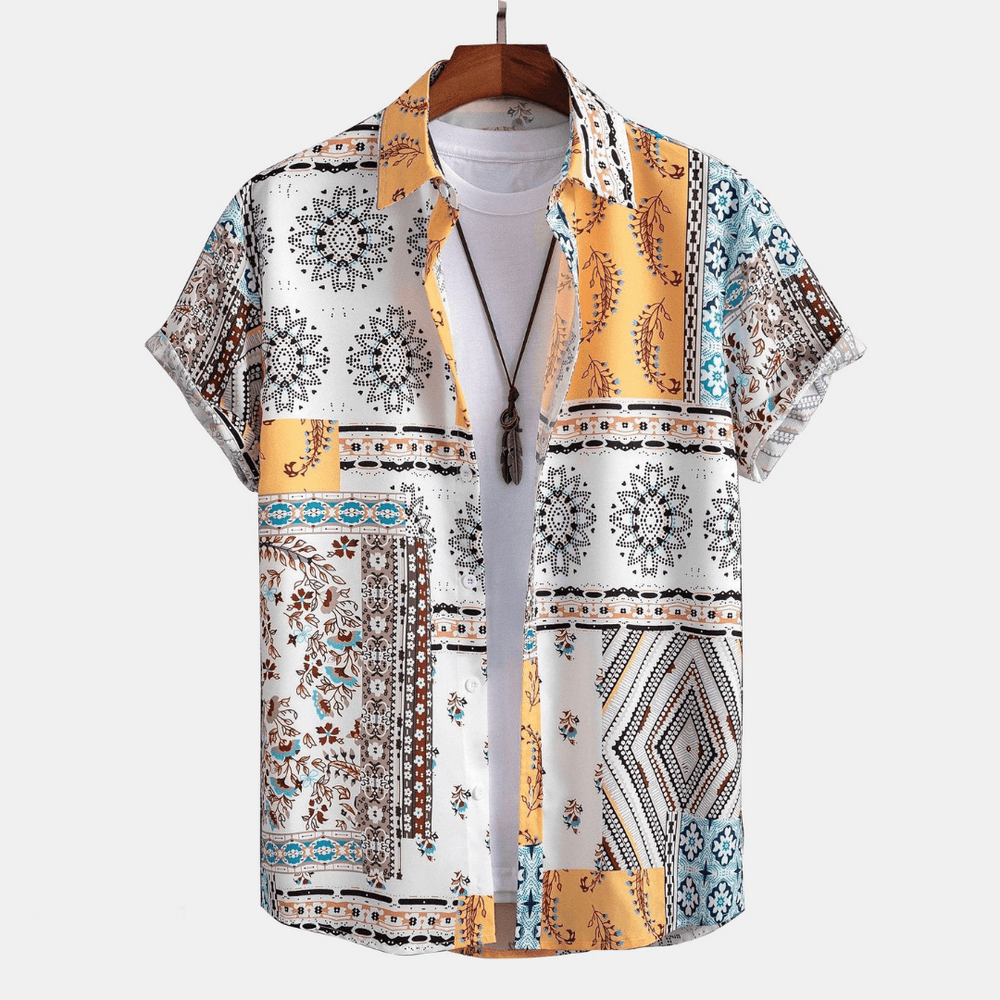 Men's Printed Shirt and Shorts Set - Summer Casual