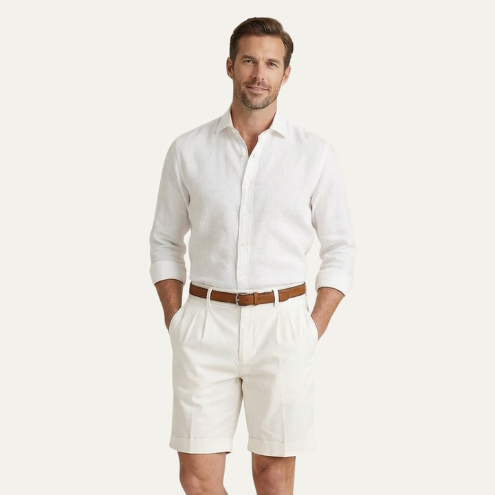 Men's Chino Shorts - Double Pleat - Summer Casual